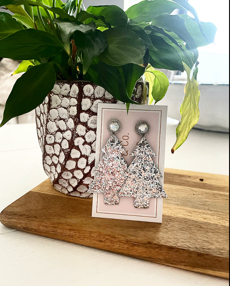 Silver Christmas Glam Stud Set